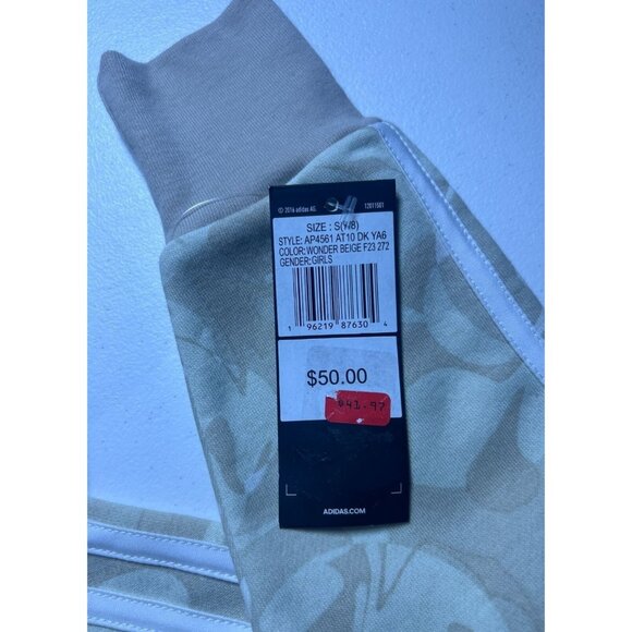 Adidas Camo Hoodie Girls Size Small Beige Loose‎ Fit With White Stripes NEW - Picture 7 of 8